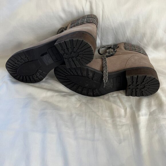 Sam Edelman Darrah Suede Biege Wool Blend Faux Fur Ankle Boot | Size 8 - Picture 8 of 11